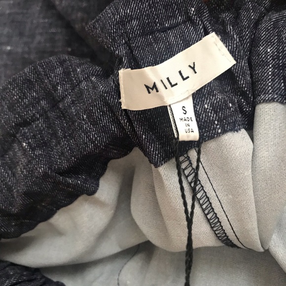 Milly Denim Print Crepe Gathered Kori Trousers - Picture 6 of 7